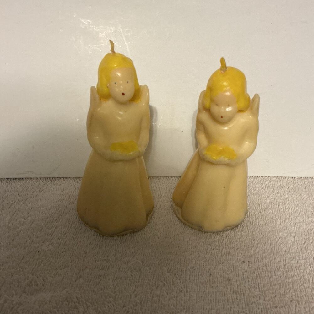 Vintage Pair Of Choral Girls Candles By Tavern Candle Company Unburned